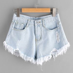 bleach wash ripped frayed hem denim shorts